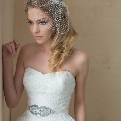 Shop online Wedding birdcage Veil, Simply, Wedge, Blusher veil, Small Russian Netting Bridal veil