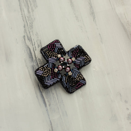 Shop women's jewelry at LeFlowers Bijouterie to discover unique handmade pieces for your wardrobe. Black handmade brooch. Handmade jewelry. Black brooch. Embroidered accessories. OOAK brooch. Gift Idea