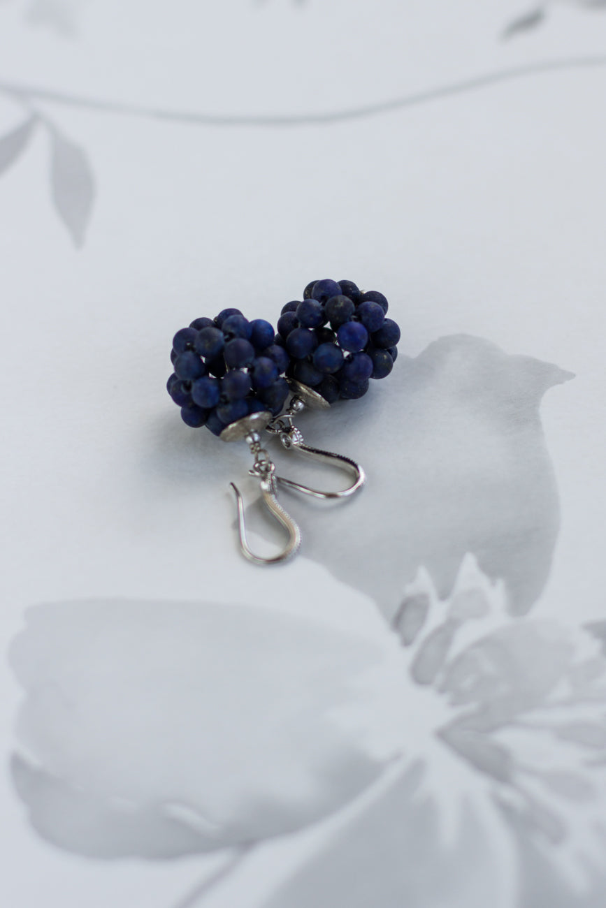 Shop for natural stone royal blue earrings featuring lapis lazuli. Handmade bubble lazurite earrings. Perfect for any occasion, adding a touch of elegance to your outfit. Great gift idea.