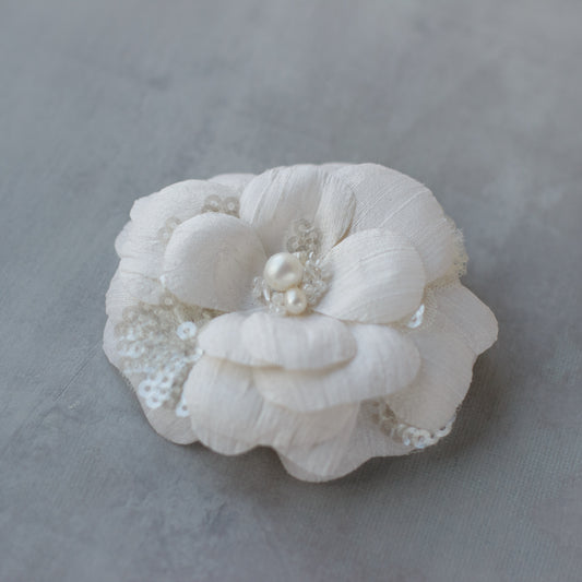 Camellia flower accessories. Wedding flower headpiece. Bridal hair flower. Camellia  corsage pin. Flower Boutonniere. Dupioni silk brooch. Silk flower choker