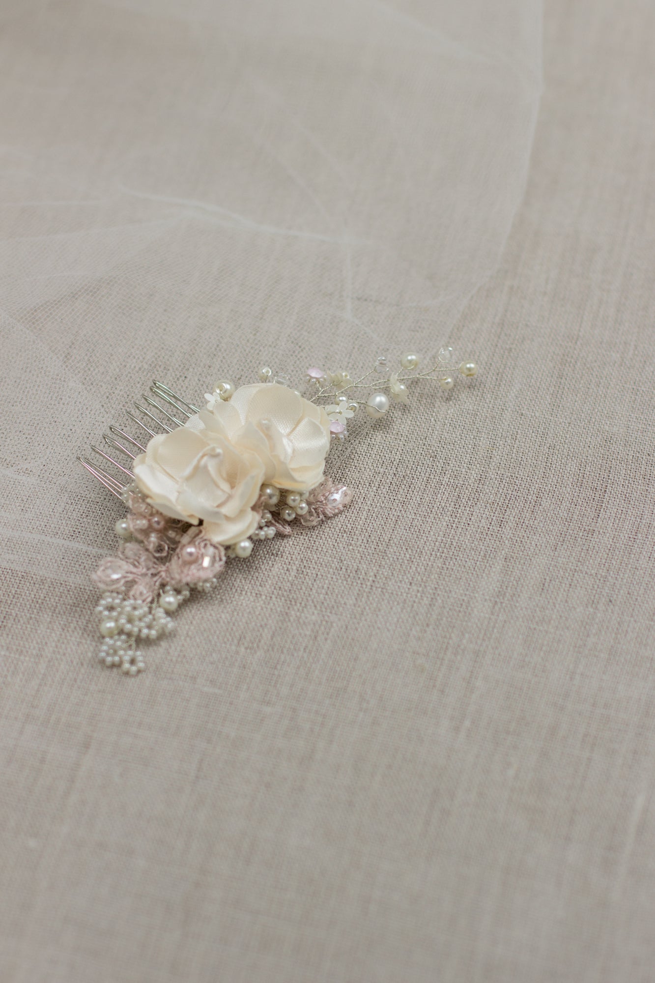  Shop handmade wedding hair accessories at online bridal boutique in Europe. One of a kind bridal hair comb. Floral lace wedding headpiece. Flower hair comb. Wedding hair piece features flowers and twigs. Hair adornment.