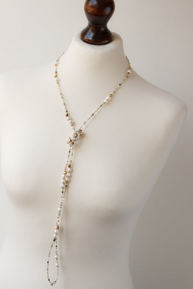 Pearl necklace. Long transform necklace. Pearl jewelry. Pearls string necklace. Handmade accessories