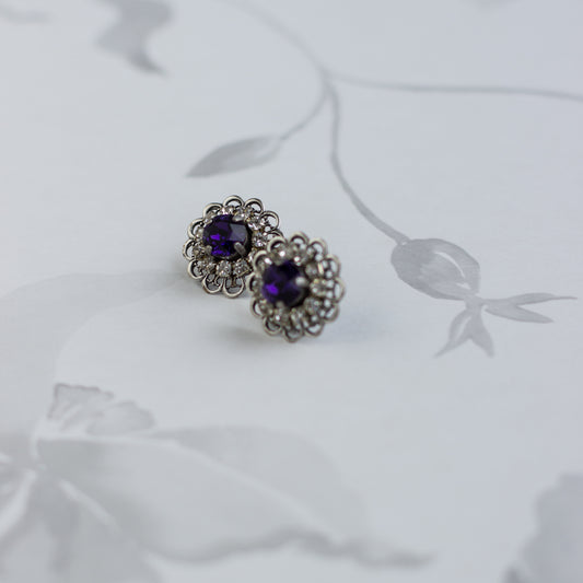 Small purple earrings for any occasion. Timeless elegance - Swarovski crystal stud earrings.  Purple crystal jewelry.  Rhinestone accessories
