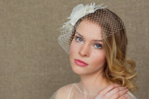 Shop online Wedding birdcage Veil, Simply, Wedge, Blusher veil, Small Russian Netting Bridal veil