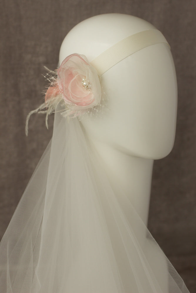 Blush Wedding headpiece, Blush pink bridal flower hairpiece, Flower fascinator