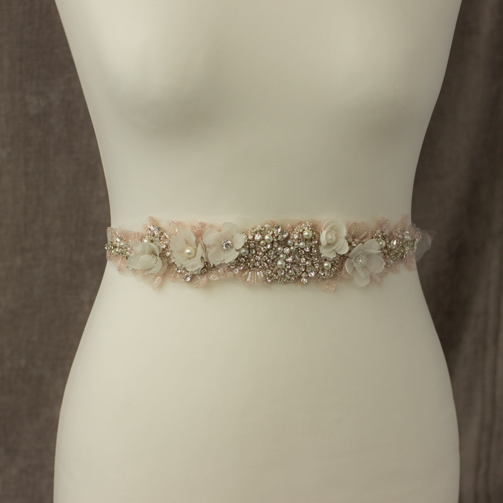 Blush bridal belt, wedding floral sash RG-214 – LeFlowers Boutique -  handmade wedding accessories, jewelry & bijouterie