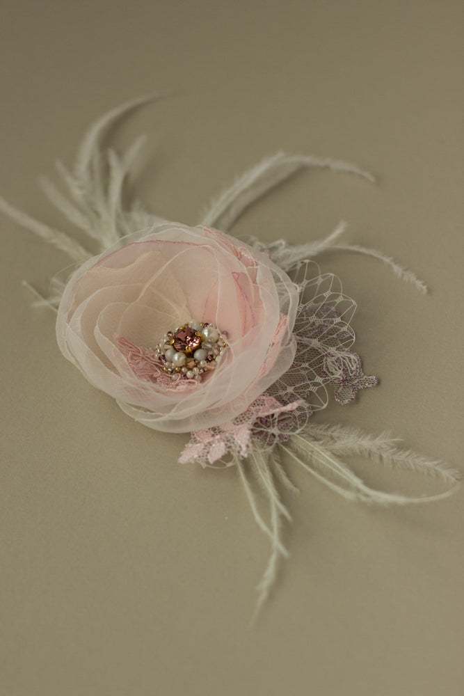 Blush-pink-rose-ivory Bridal hairpiece. Wedding hairpiece. Flower Hair clip. Bride hair accessories. Wedding headpiece. Flower fascinator   Wedding hair accessories.