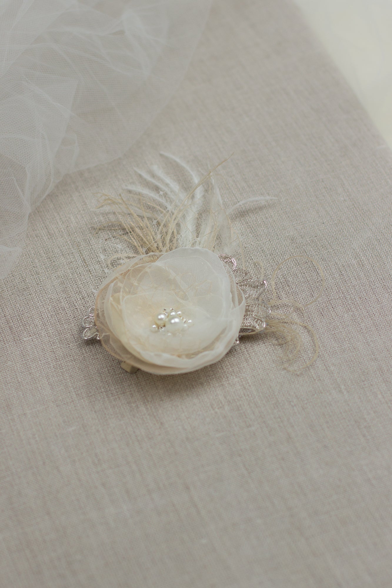 Wedding headpiece, Bridal hair piece, Hair flower, Champagne flower hair clip, Fascinator,  Wedding hair accessories, Online bridal boutique