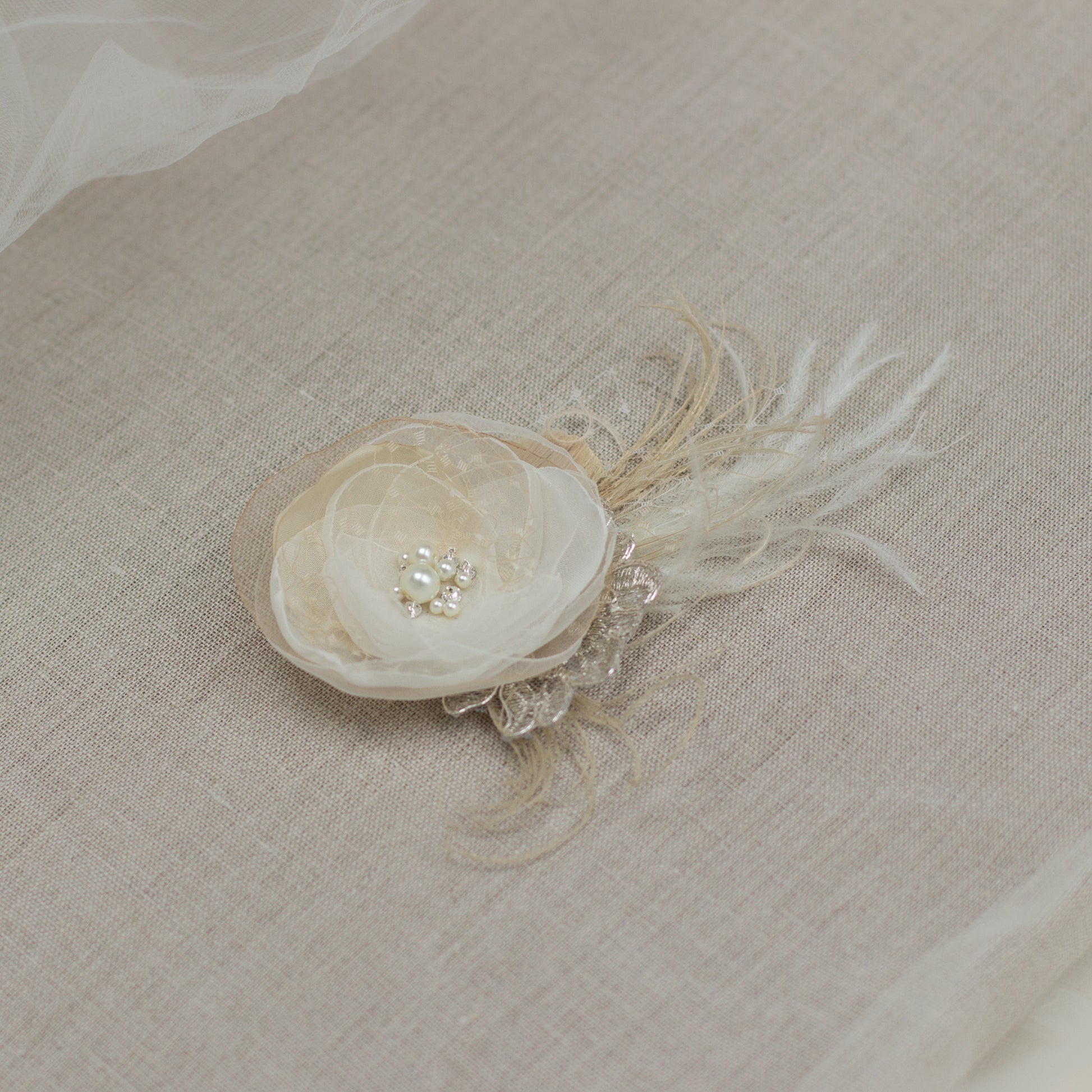 Wedding headpiece, Bridal hair piece, Hair flower, Champagne flower hair clip, Fascinator,  Wedding hair accessories, Online bridal boutique
