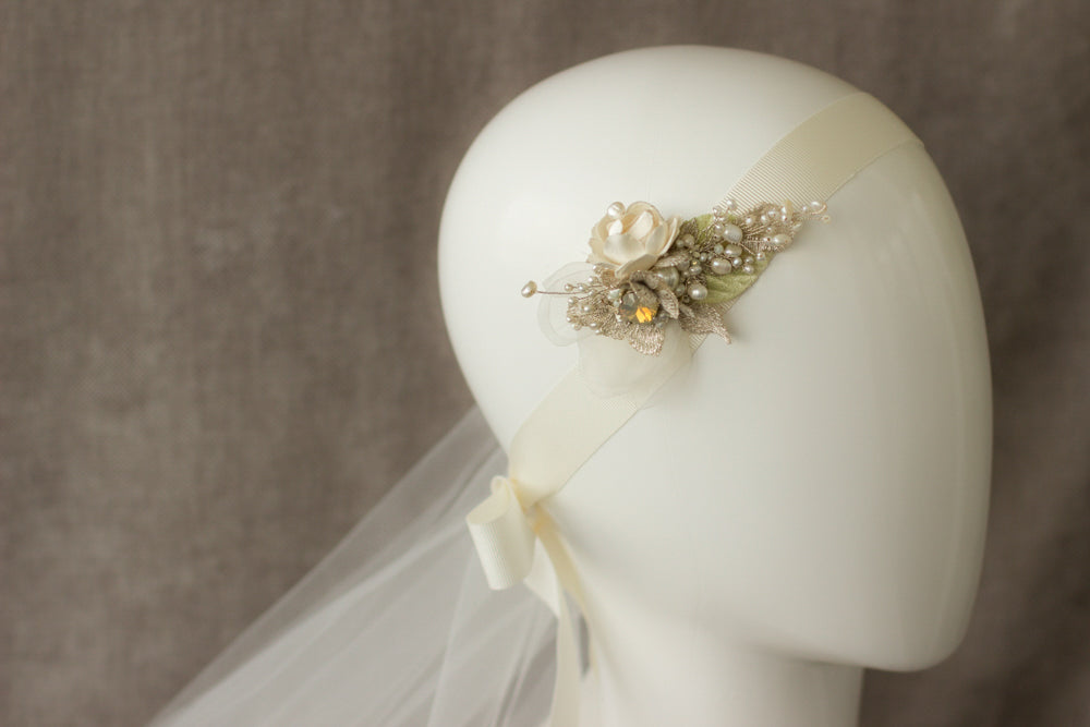 OOAK Romantic Rustic Greenery bridal floral hair piece fascinator, Wedding headpiece