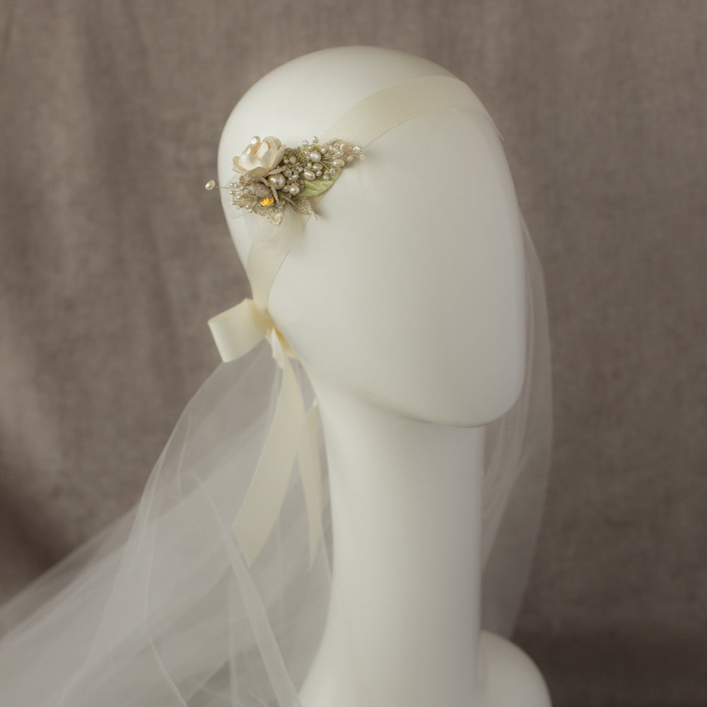 OOAK Romantic Rustic Greenery bridal floral hair piece fascinator, Wedding headpiece