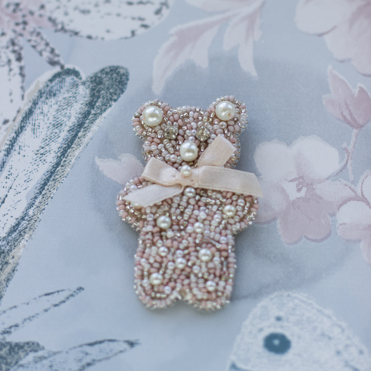 Shop women's jewelry at LeFlowers Bijouterie to discover unique handmade pieces for your wardrobe.   Pink embroidered brooch. Gift idea. Handmade bear brooch. Teddy bear accessories. Kids accessories. Brooch for kids