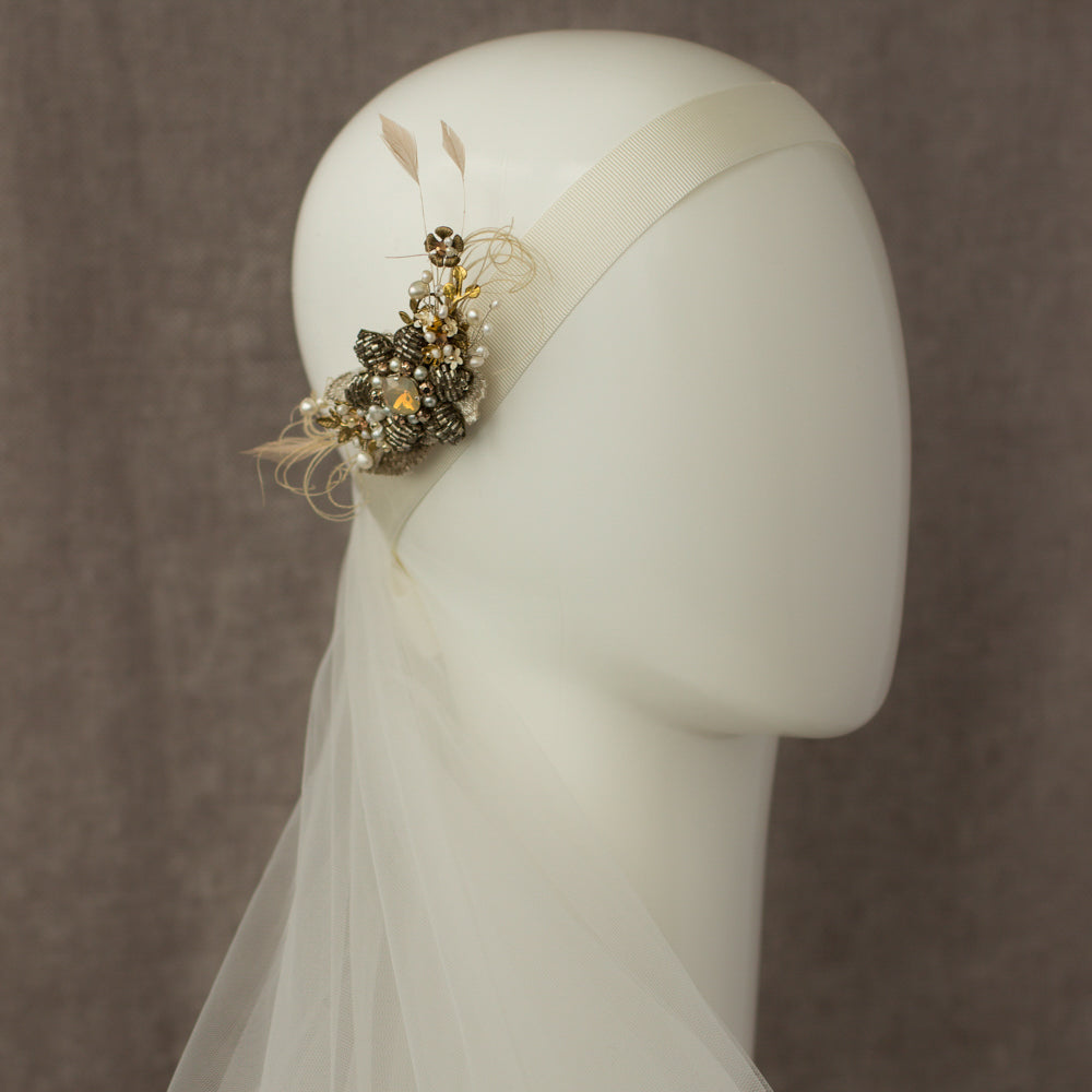 Handmade wedding accessories, Bridal fascinator, Antiqued rustic bridal hair piece, Wedding headpiece, Burlap hair clip, Rustic wedding  headpiece